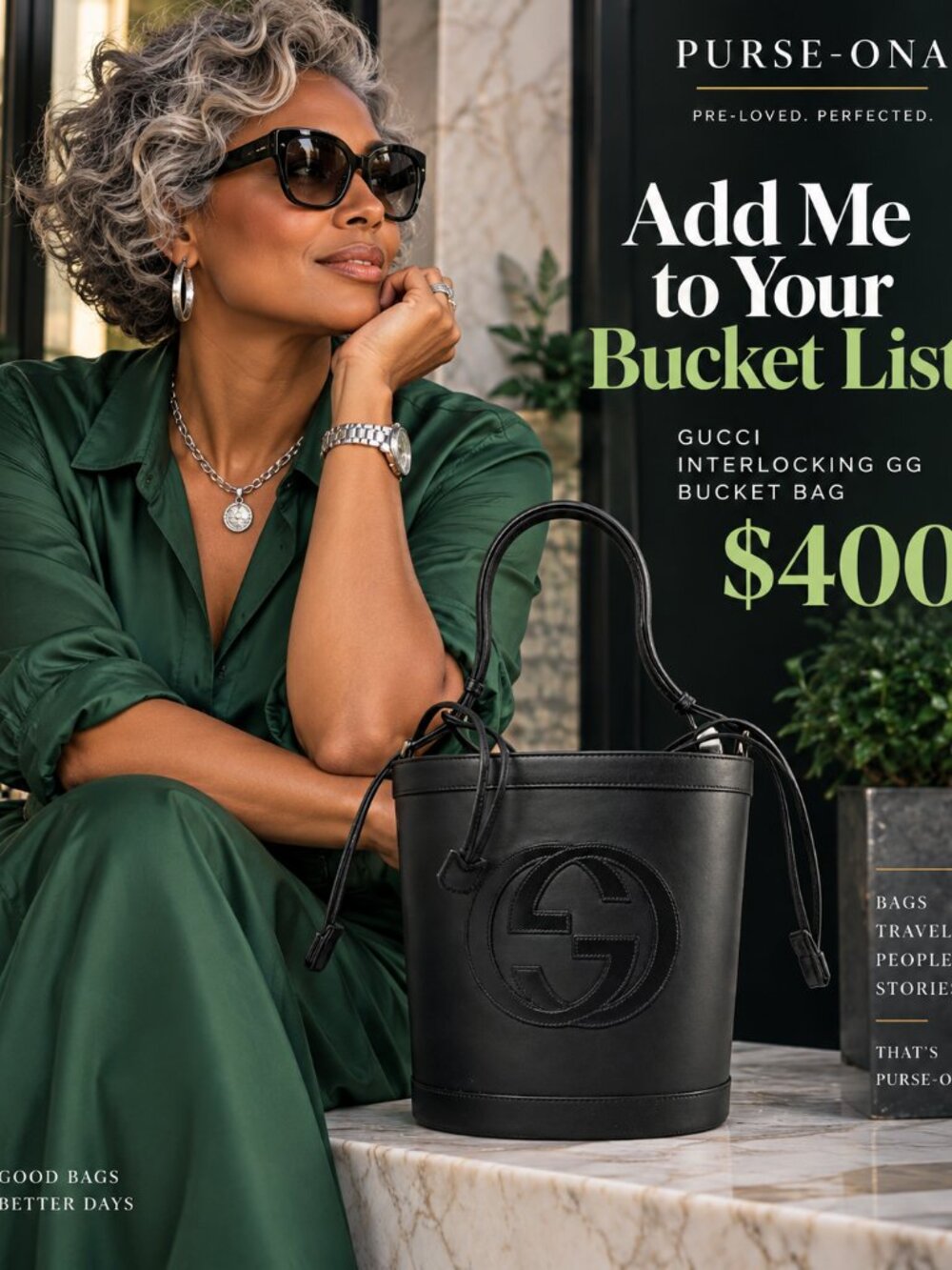 Vintage Gucci Black Leather Interlocking G Bucket Bag - Picture 3 of 12